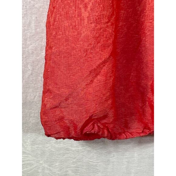 Catherines Blouse 0X 14 16 Pink Orange Abstract Print Flowy Sheer Button Popover - Picture 2 of 8